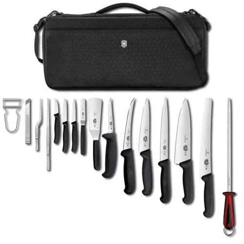 Професійний кухонний набір Victorinox Chef’s Knife Folder Compact Set, 16 інструментів органайзер Чорний (5.4963.1) Професійний кухонний набір Victorinox Chef’s Knife Folder Compact Set, 16 інструментів органайзер Чорний (5.4963.1)