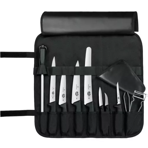Набір кухонний 10 предметів у м'якому органайзері Victorinox CHEF'S SETS Chef's Knife Roll Starter Set Чорний (5.4964.1) Набір кухонний 10 предметів у м'якому органайзері Victorinox CHEF'S SETS Chef's Knife Roll Starter Set Чорний (5.4964.1)