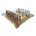 Шахи 28х28 см "Спартанський воїн" Manopoulos дошка латунь коричнева патина/золото/меандр, дерев'яний футляр, фігури синя патина/коричневі (S16BMBRO)