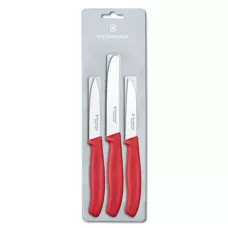 Набір кухонних овочевих ножів Victorinox Swiss Classic Paring Set 3 шт Червоний (6.7111.3)