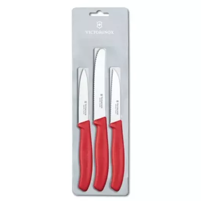 Набір кухонних овочевих ножів Victorinox Swiss Classic Paring Set 3 шт Червоний (6.7111.3)