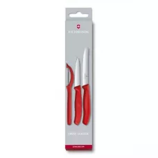 Набір кухонних овочевих ножів та овочечистки Victorinox Swiss Classic Paring Set 3 предмети Червоний (6.7111.31)