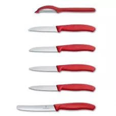 Набір кухонних овочевих ножів та овочечистки Victorinox Swiss Classic Paring Set 6 предметів Червоний (6.7111.6G)