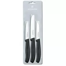 Набір кухонних овочевих ножів Victorinox Swiss Classic Paring Set 3 шт Чорний (6.7113.3)