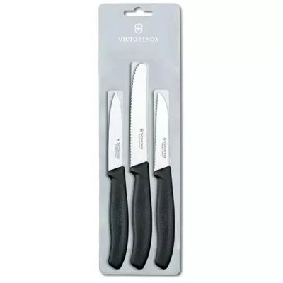 Набір кухонних овочевих ножів Victorinox Swiss Classic Paring Set 3 шт Чорний (6.7113.3)