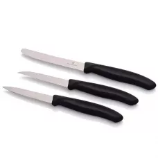 Набір кухонних овочевих ножів Victorinox Swiss Classic Paring Set 3 шт Чорний (6.7113.3)