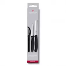 Набір кухонних овочевих ножів та овочечистки Victorinox Swiss Classic Paring Set 3 шт Чорний (6.7113.31)