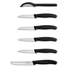 Набір кухонних овочевих ножів та овочечистки Victorinox Swiss Classic Paring Set 6 предметів Чорний (6.7113.6G)