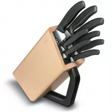 Набір кухонних ножів та підставки Victorinox Swiss Classic Cutlery Block 9 предметів Чорні (6.7173.8)