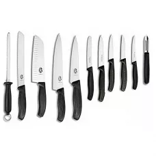 Набір кухонних ножів та підставки Victorinox Swiss Classic Cutlery Block 12 предметів Чорні (6.7153.11)
