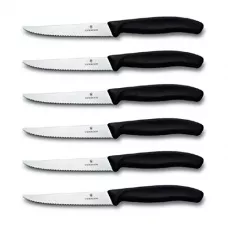 Набір кухонних ножів Victorinox Swiss Classic Steak Gift Set 6 шт Чорні (6.7233.6)