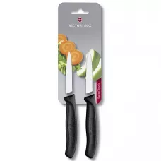 Набір кухонних овочевих ножів Victorinox Swiss Classic Paring 8 см 2 шт. Чорні (6.7603.B)