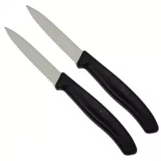 Набір кухонних овочевих ножів Victorinox Swiss Classic Paring 8 см 2 шт. Чорні (6.7633.B)