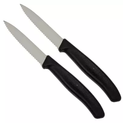 Набір кухонних овочевих ножів Victorinox Swiss Classic Paring 8 см 2 шт. Чорні (6.7633.B)