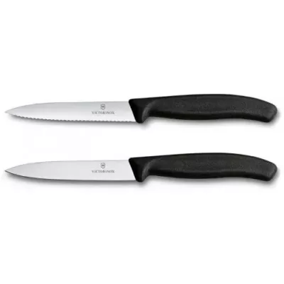 Набір кухонних овочевих ножів Victorinox Swiss Classic Paring Set 10 см 2 шт Чорний (6.7793.B)