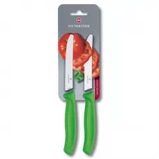 Набір кухонних овочевих ножів Victorinox TomatoSausage 11 см 2 шт. Зелені (6.7836.L114B)