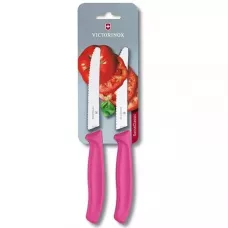 Набір кухонних овочевих ножів Victorinox TomatoSausage 11 см 2 шт Рожеві (6.7836.L115B)