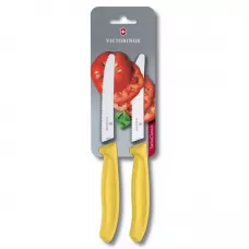 Набір кухонних овочевих ножів Victorinox TomatoSausage 11 см 2 шт Жовті (6.7836.L118B)