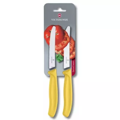 Набір кухонних овочевих ножів Victorinox TomatoSausage 11 см 2 шт Жовті (6.7836.L118B)