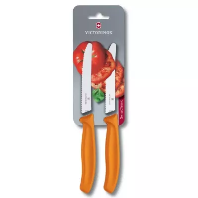 Набір кухонних овочевих ножів Victorinox TomatoSausage 11 см 2 шт Помаранчеві (6.7836.L119B)
