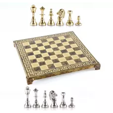 Шахи Manopoulos Classic Metal Staunton Chess set with Gold Silver бронза Cheі 36х36 см (S34MBRO)