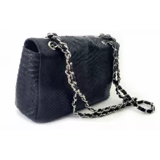 Жіноча сумка Piton Bags зі шкіри пітона 20х14х8 см Чорна (DN32636B)