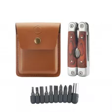 Багатофункціональний мультітул Laguiole, 11 функцій з набором біт та шкіряним чехлом, дерево палісандр (40268486)