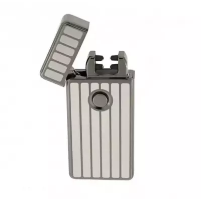 Електроімпульсна USB запальничка Tycoon на дві дуги чорний лід смужка подарункова коробка (100668)