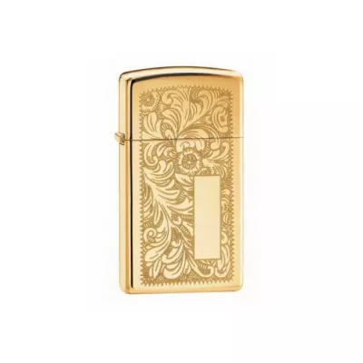 Запальничка бензинова вузька Zippo Slim Venetian узор, золотиста (1652B)