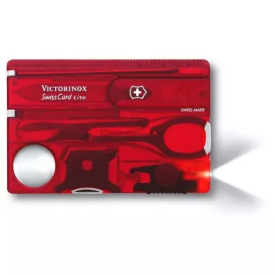 Мультитул Victorinox Swisscard Lite в виде банковской карты Красный полупрозрачный (0.7300.TB1)