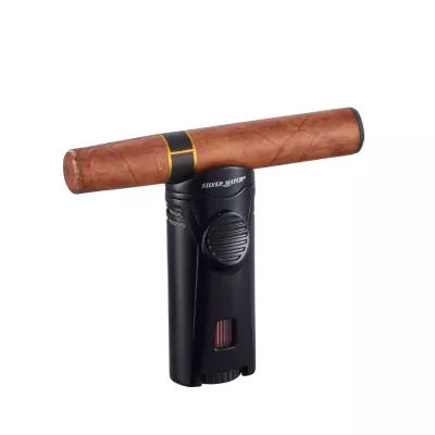 Запальничка газова для сигар Silver Match Debden Blueflame Cigar Holder метал, чорна, подарункова коробка (40674262)