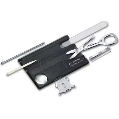 Мультитул Швейцарская карта Victorinox SwissCard Nailcare Черный полупрозрачный (0.7240.T3)