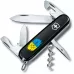 Складной нож Victorinox Spartan Ukraine 91мм 12 функций Черный Трезубец фигурный на фоне флага (1.3603.3_T1026u)