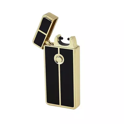 Електроімпульсна запальничка USB Tycoon одна дуга Чорно-золотистий USB шнур (100642)
