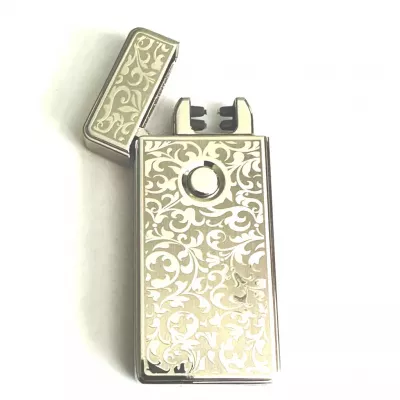 Електроімпульсна запальничка USB Tycoon дві дуги , візерунок, темний лід USB шнур, подарункова коробка (100670)