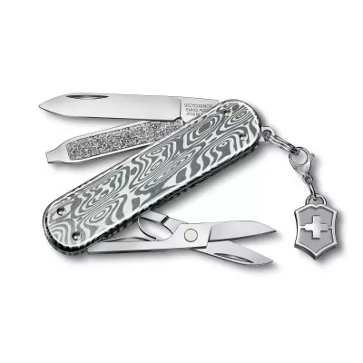 Складной нож Victorinox Classic SD Brilliant Damast 58 мм 5 функций Дамасская сталь (0.6221.34)