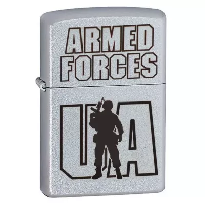 Запальничка бензинова Zippo Ukraine Satin Chrome гравіювання Збройні сили України (205 AFU)