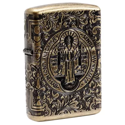 Зажигалка бензиновая Zippo Armor St. Benedict Antique Brass (29719)