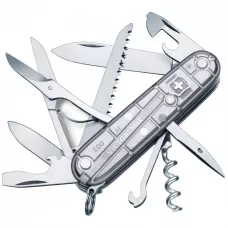 Складаний ніж Victorinox Huntsman 91 мм 15 функцій Сріблястий напівпрозорий в блістері (1.3713.T7B1)