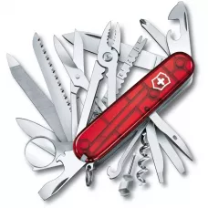 Складаний багатофункціональний ніж 91 мм Victorinox SwissChamp 33 функції, 8 шарів, колір червоний напівпрозорий (1.6795.T)