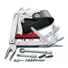 Мультитул 115 мм зі шкіряним чохлом Victorinox SwissTool X Plus Ratchet 38 функцій з набором біт, з храповим ключем, подовжувачем та штопором (3.0339.L)