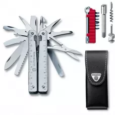 Мультитул 115 мм зі шкіряним чохлом Victorinox SwissTool X Plus Ratchet 38 функцій з набором біт, з храповим ключем, подовжувачем та штопором (3.0339.L)