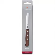 Кухонний ніж 11 см Victorinox Wood Tomato and Table з лезом серейтор із закругленим кінчиком та дерев'яною ручкою, подарункова коробка (5.0830.11G)