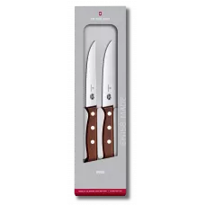 Набір з 2-х кухонних ножів для стейка 12 см Victorinox Wood Steak Set лезо серрейтор, дерев'яна ручка, подарункова коробка (5.1230.12G)
