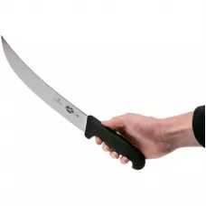 Обробний ніж м'ясника 25 см Victorinox Fibrox Cimeter Steak лезо зігнуте гладке Чорний (5.7303.25)