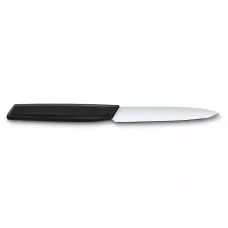 Кухонний ніж 10 см для різання та чищення, універсальний Victorinox Swiss Modern Paring Knife гладке лезо, чорний (6.9003.10)