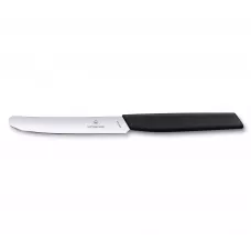 Ніж кухонний столовий 11 см із закругленим кінчиком Victorinox Swiss Modern Tomato and Table Knife, хвилясте лезо, чорний (6.9003.11W)