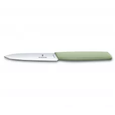 Кухонний ніж універсальний 10 см Victorinox Swiss Modern Paring Knife для різання та чищення, гладке лезо зелений (6.9006.1042)