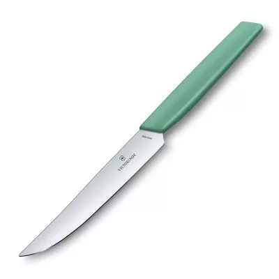 Кухонний столовий ніж для стейку 12 см Victorinox Swiss Modern Steak пряме лезо, м'ятний (6.9006.1241)