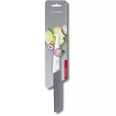Кухонний ніж універсальний 15 см Victorinox Swiss Modern Kitchen гладке лезо, бузковий, блістер (6.9016.1521B)